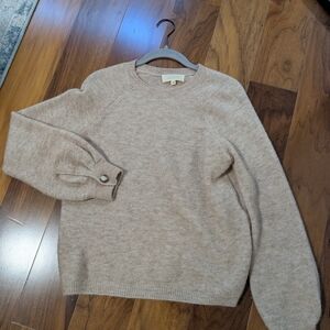 Sezane Louisa Beige Crew Neck Sweater